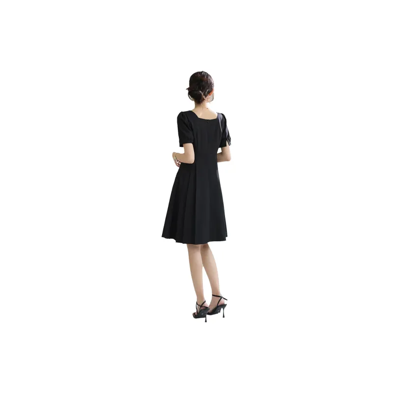 SMEN Short Sleeved Dresses Women's Black-0