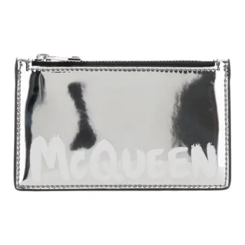 Alexander McQueen Layered Leather Card Holder Wallet Men's Silver