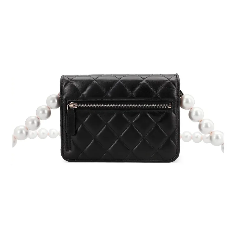 CHANEL WOC Calfskin Gold Metal Coin Purse, Card Holder, Shoulder Bag, Crossbody Bag Mini Women's Black-3