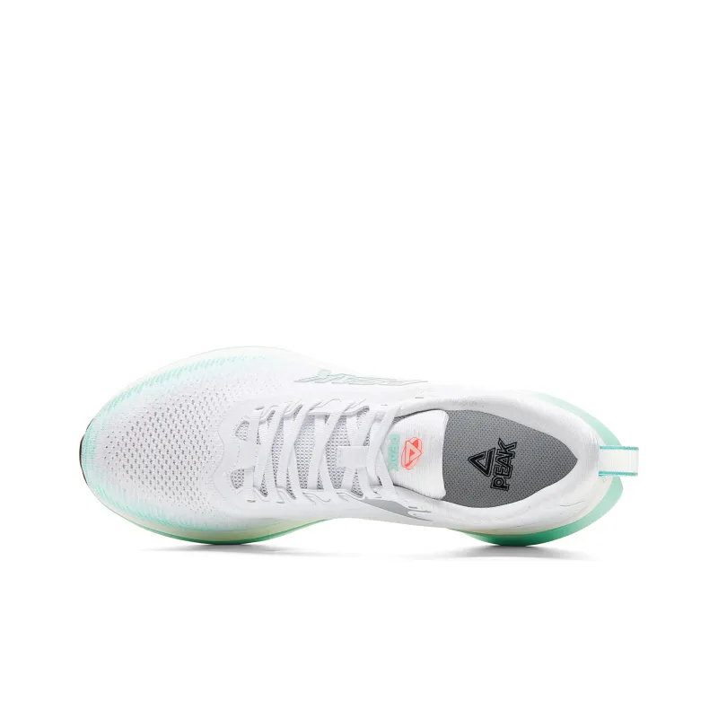 PEAK Cushioned Anti Slip And Wear Resistant Lightweight Low Top Running Shoes Men's All White Nouveau Green-3