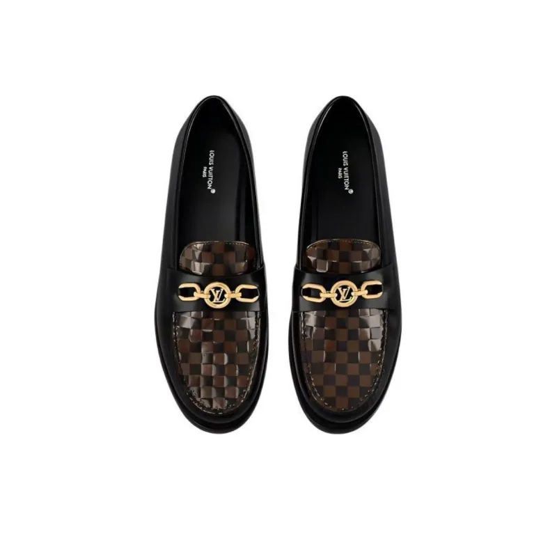 LOUIS VUITTON Chess Loafers Women's Black-3