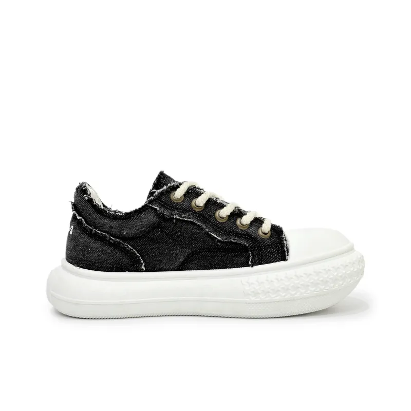SLNU 3 Anti Slip And Wear Resistant Height Increasing Low Top Canvas Shoes Men's Black-1