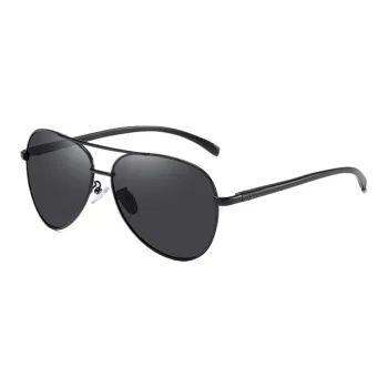 Thunder Pailong Metal Aviator Sunglasses Men's Black/Gold/Gray