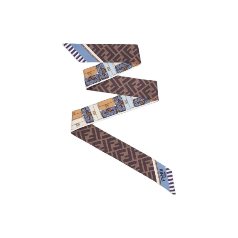 FENDI Silk Silk Scarves Unisex Blue-0
