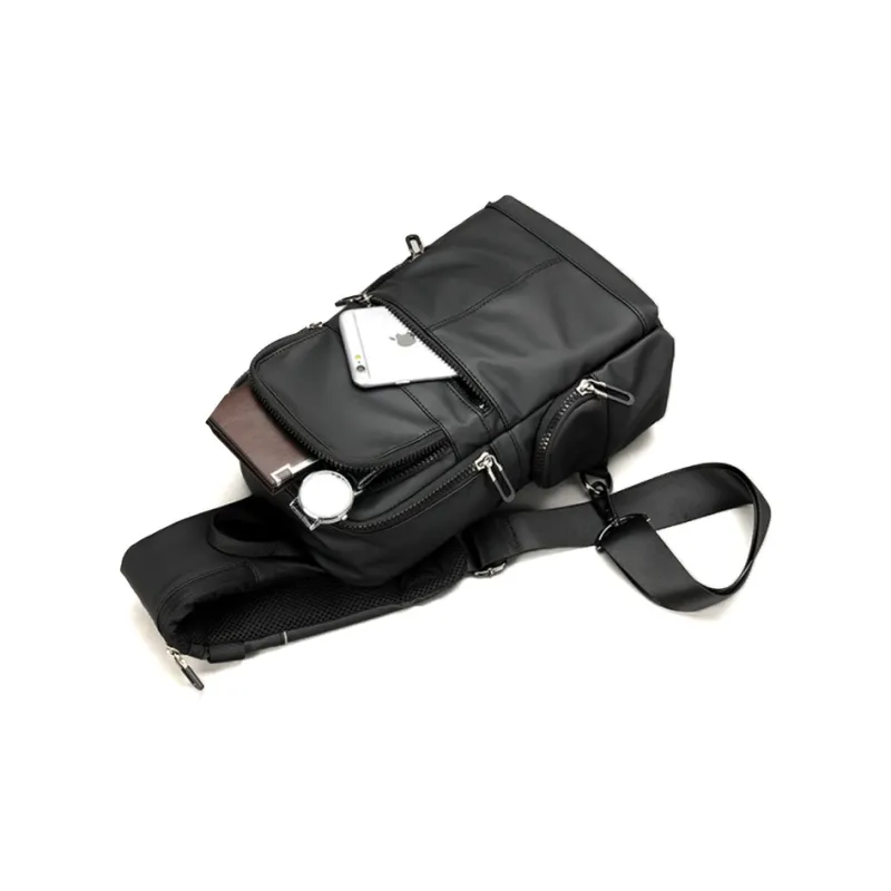 DOSRFINI Oxford Sling Bag Men's Black-4