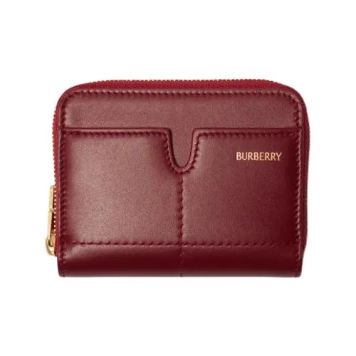 Burberry Calfskin Wallet Unisex Ruby Color