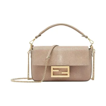 FENDI Baguette Stingray Leather One Shoulder Handbags Mini Women's Dove Gray