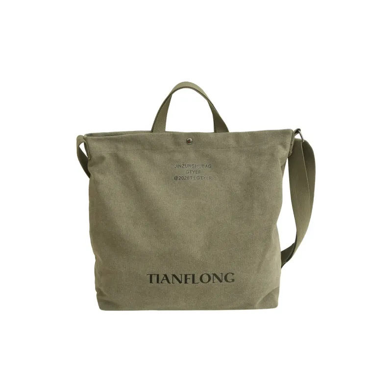 Alcohol Dragon Canvas Canvas Bag One Shoulder Handbag Unisex Black/Green Khaki Gray Red Brown-14