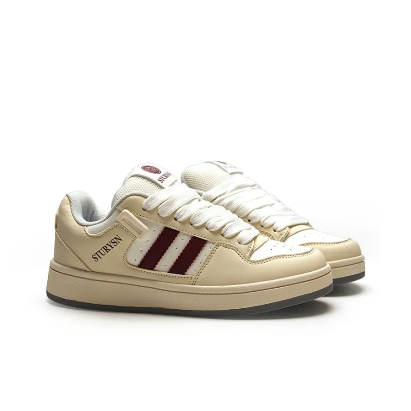 STUR YSN Wear resistant And Lightweight Low Top Skateboard Shoes Unisex Beige-4
