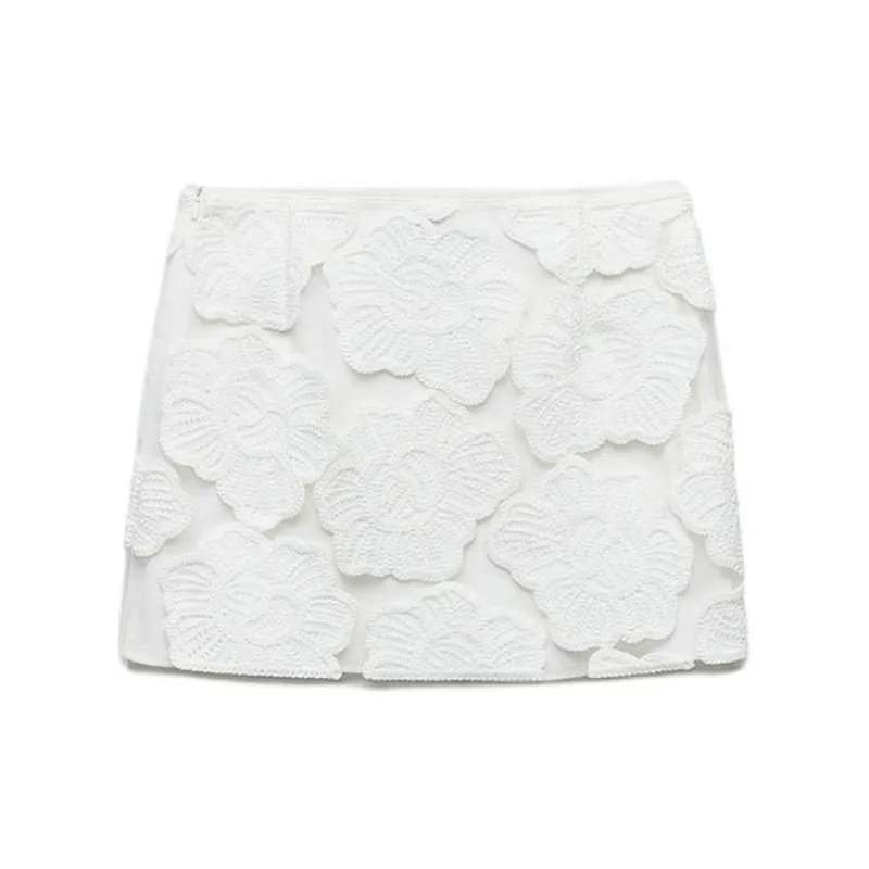 ZARA ZW Series Casual Short Skirts Women's White-1
