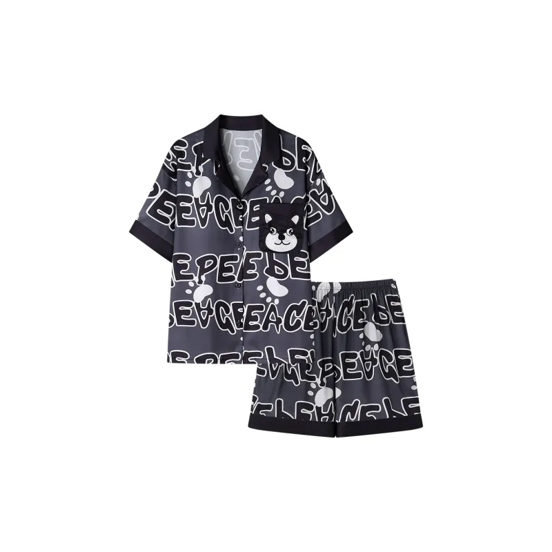 Qiao Ni Tong Pajama Set Women's Gray-0