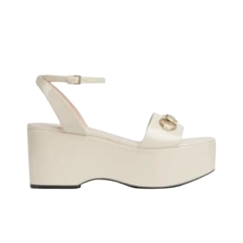 GUCCI Horsebit Strap Sandals 7.5cm Women's White-1