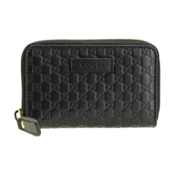 GUCCI Shima Leather Coin Purse Mini Unisex Black