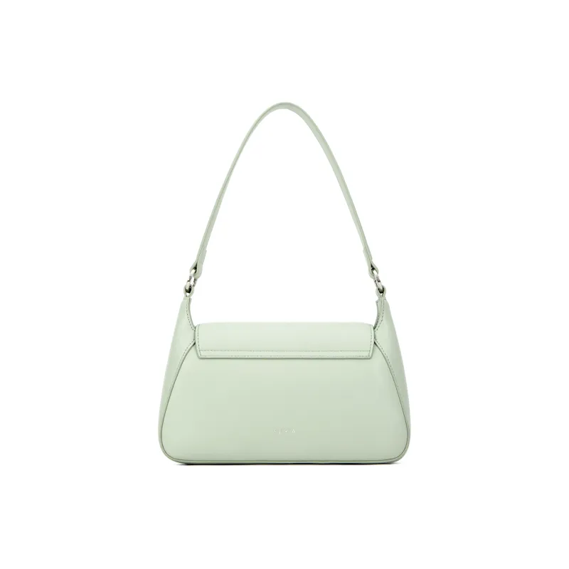 FERIA Cow Split Leather Envelope Shoulder Bag Women's Green-2