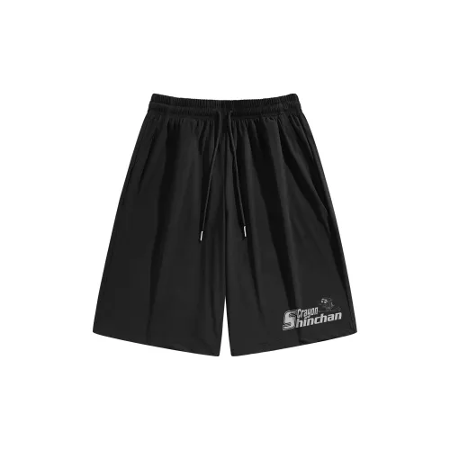 Crayon Shinchan Casual Shorts Unisex Black [Ice Silk]