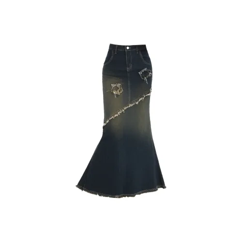 NOME Denim Long Skirts Women's Vintage Blue