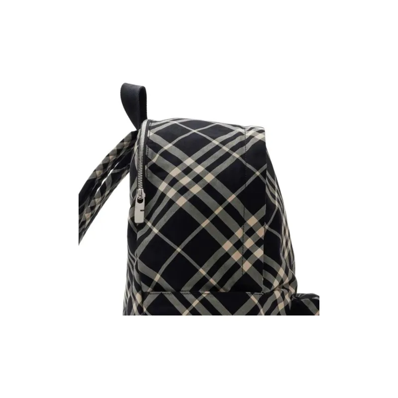 Burberry Polyester Blend With Polyurethane Backpack Men's Plain Fabric White & Black-3