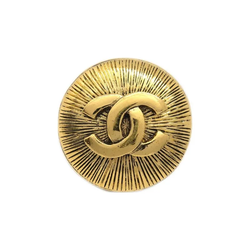 CHANEL Pre Owned 1990 2000 CC embossed Ribbed Brooch-0