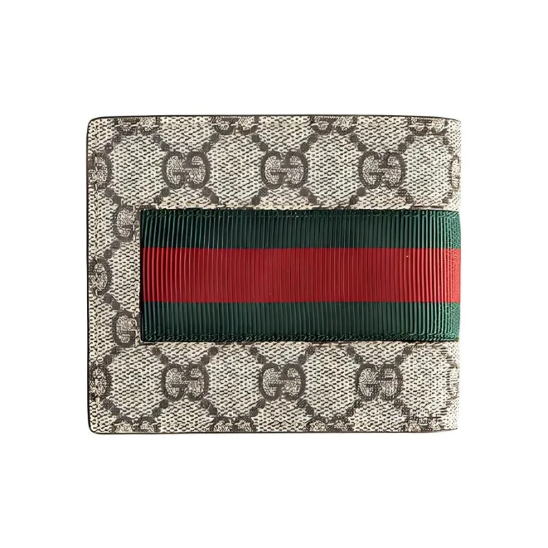GUCCI Canvas With Leather Wallet Men's Ebony/Brown/Beige-5