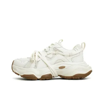 CHERRY&KALIKA Cushioning Anti-Slip Wear-Resistant Breathable Height Increasing Low-Top Chunky Sneakers Women's Ecru