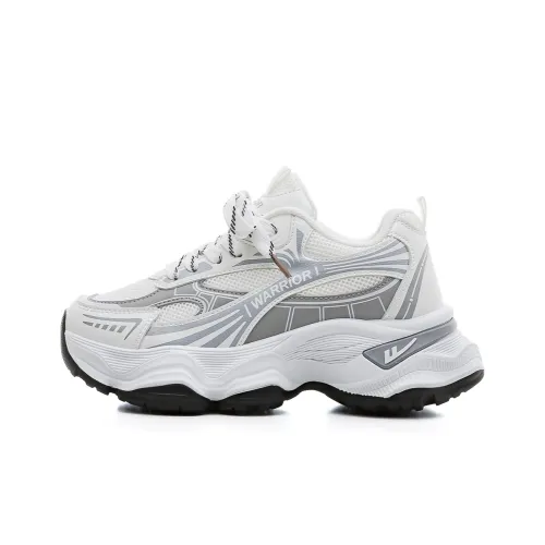 Warrior Breathable Height Increasing Low Top Chunky Sneakers Women's White Gray