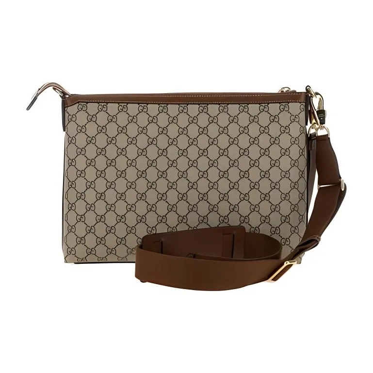 GUCCI PU Polyurethane Polyester Cotton Clutch Men's Brown & Beige-3