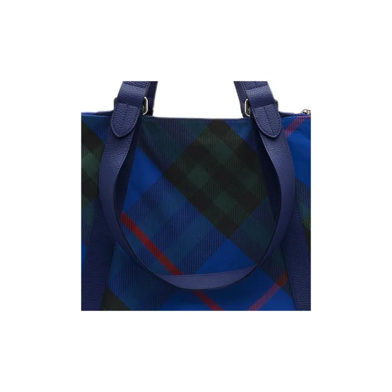 Burberry Shield Polyester With Cotton Tote Bag, Shopping Bag, Handbag Medium Size Women's Knight Blue-4