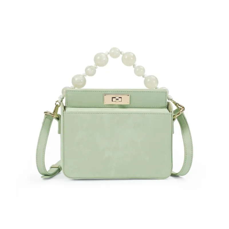 TOMATO&POTATO Cow Leather Shoulder Bag, Crossbody Bag, Handbag Regular Women's Olive Green/Ice Green/Silver/Ivory-6