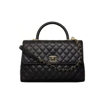 CHANEL Coco Handle Cow Leather Handbag, Shoulder Bag, Crossbody Bag Women's Black