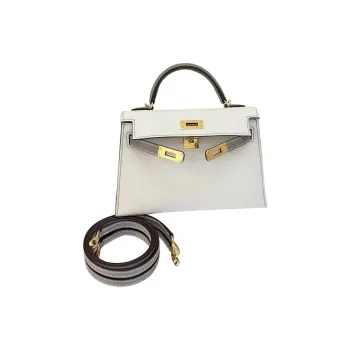 HERMES Kelly Epsom Calfskin Kelly Bag Handbags Mini Women's 00 Milkshake White & Galaxy Gray