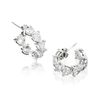 CHIARA FERRAGNI Zircon, Rhinestones, 18K Gold Plating Italian Luxury Hoop Earrings Women's Silver