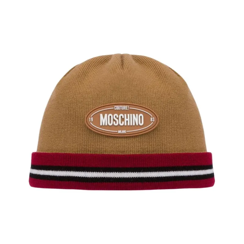 MOSCHINO Logo appliqué Virgin Wool Beanie-0