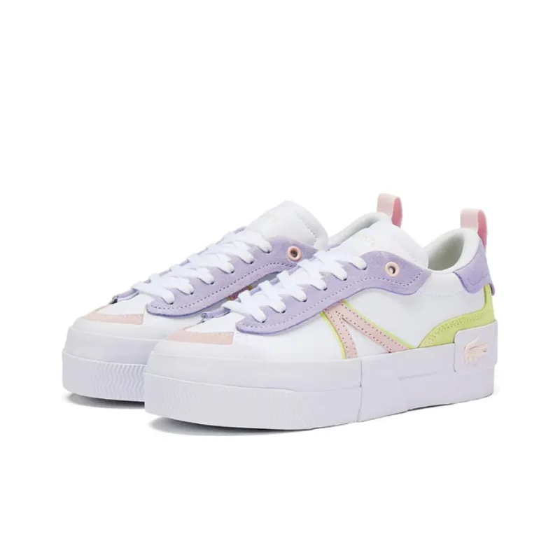 LACOSTE Low Top Skateboard Shoes Women's White Purple-2