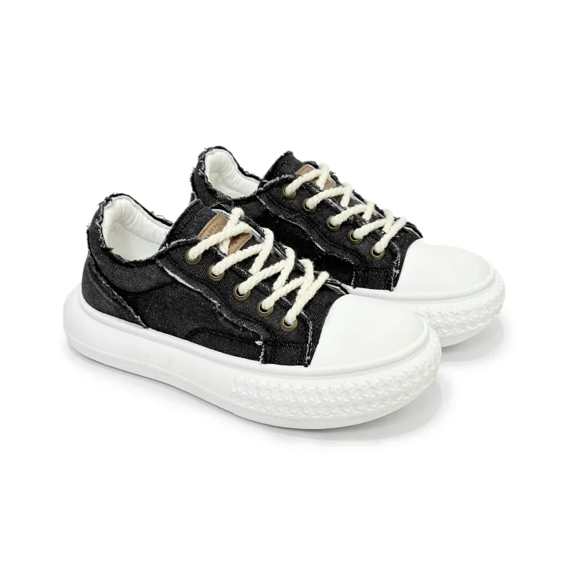 SLNU 3 Anti Slip And Wear Resistant Height Increasing Low Top Canvas Shoes Men's Black-2
