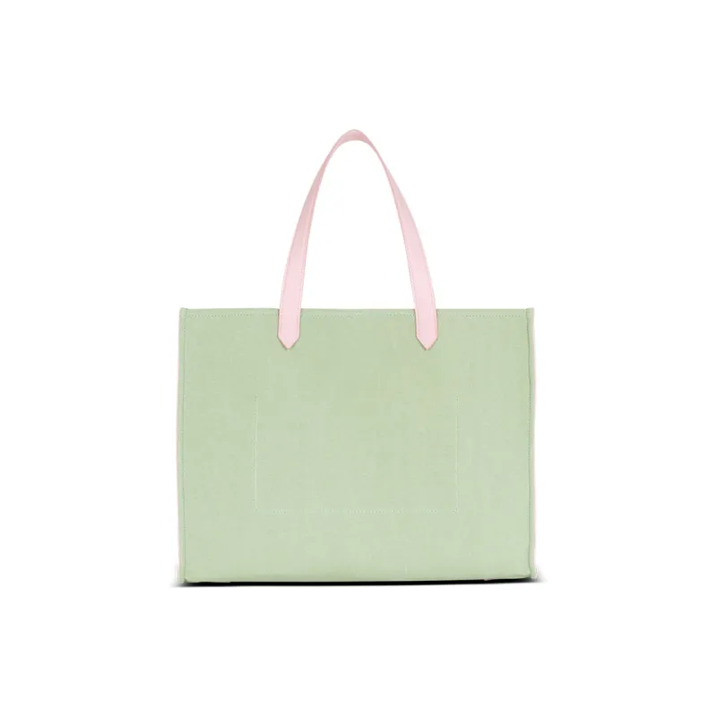 BALMAIN B-ARMY Canvas With Leather Canvas Bag Tote Bag Shopping Bag Handbag Medium Size Women's Green/Pink-2