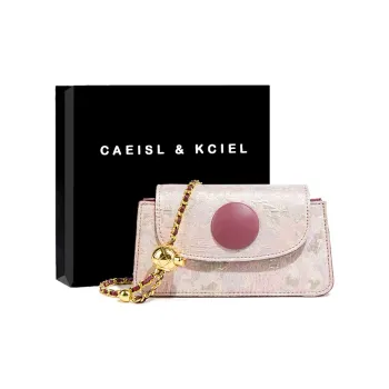CAEISL&KCIEL PU Crossbody Bag Women's Lilac With Jacquard Blossom Pink