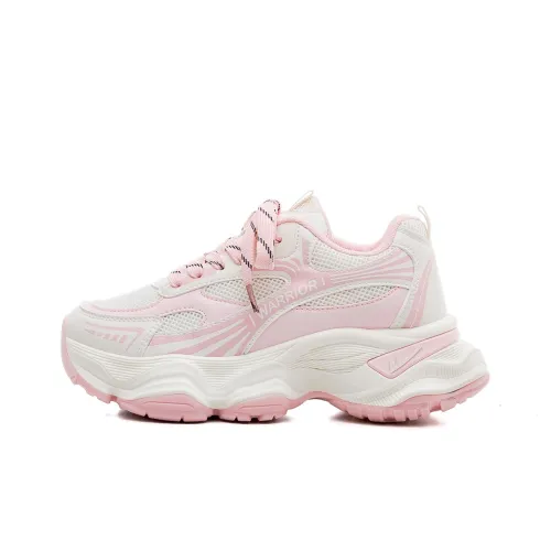 Warrior Breathable Height Increasing Low-Top Chunky Sneakers Women's Beige Pink