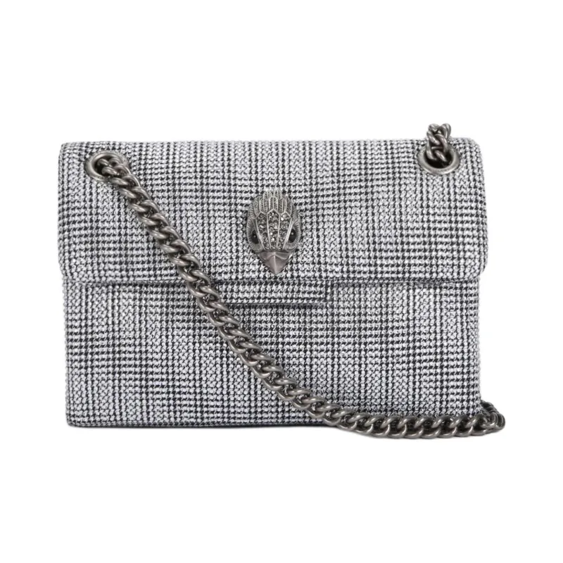 Kurt Geiger London Houndstooth Fabric Shoulder Bag Crossbody Bag Mini Women's Silver-0