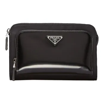 PRADA Nylon And Leather Crossbody Bag Shoulder Bag Men's Black