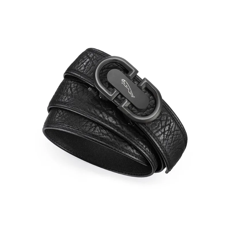 JAGUAR Classic High End Business Casual Automatic Buckle Wild Buffalo Leather Leather Belts Men's Gunmetal Width  3.5cm-5