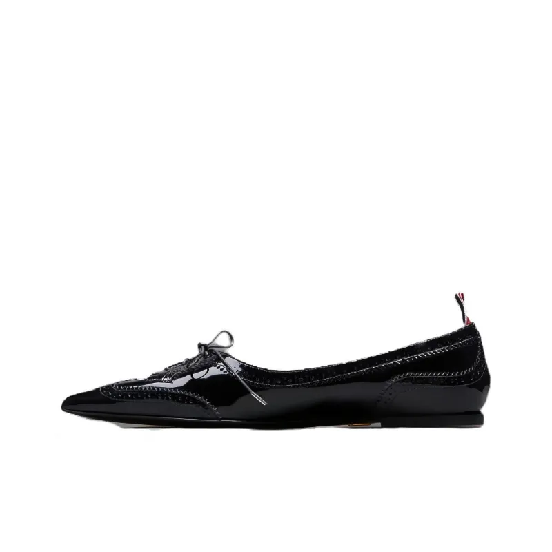THOM BROWNE Pointed-toe Leather Loafers-0