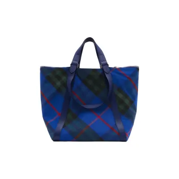 Burberry Shield Polyester With Cotton Tote Bag, Shopping Bag, Handbag Medium Size Women's Knight Blue