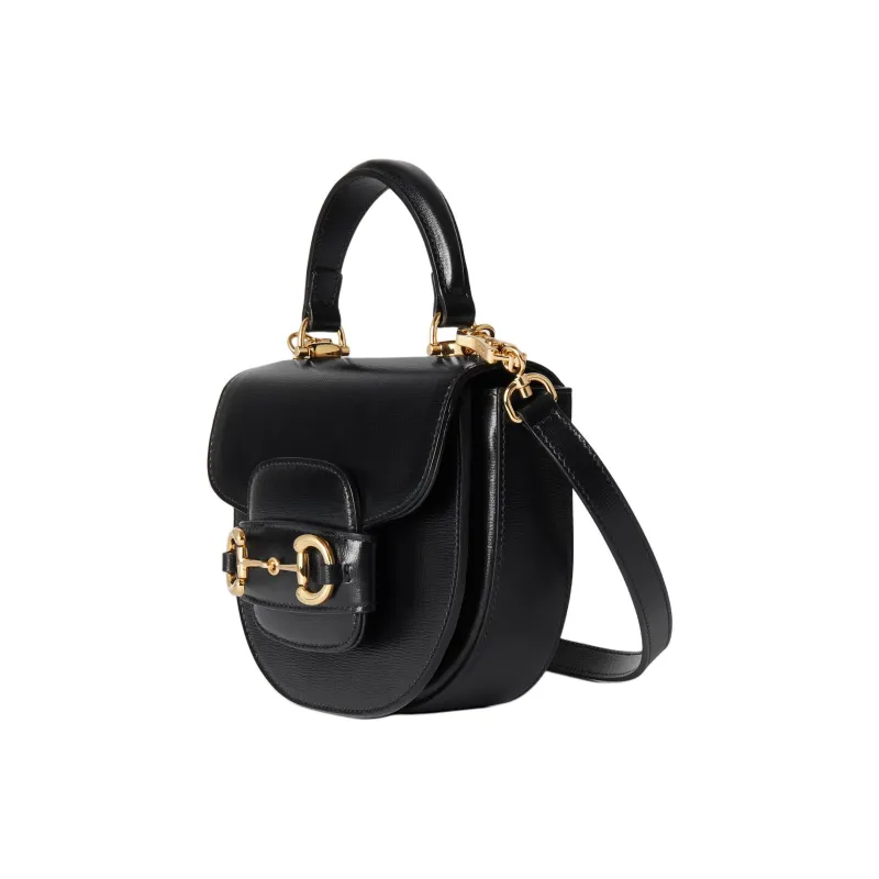 GUCCI Horsebit 1955 Leather Shoulder Bag, Crossbody Bag, Handbag Mini Women's Black-1