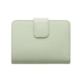 PRADA Saffiano Leather Wallet Women's Light Green