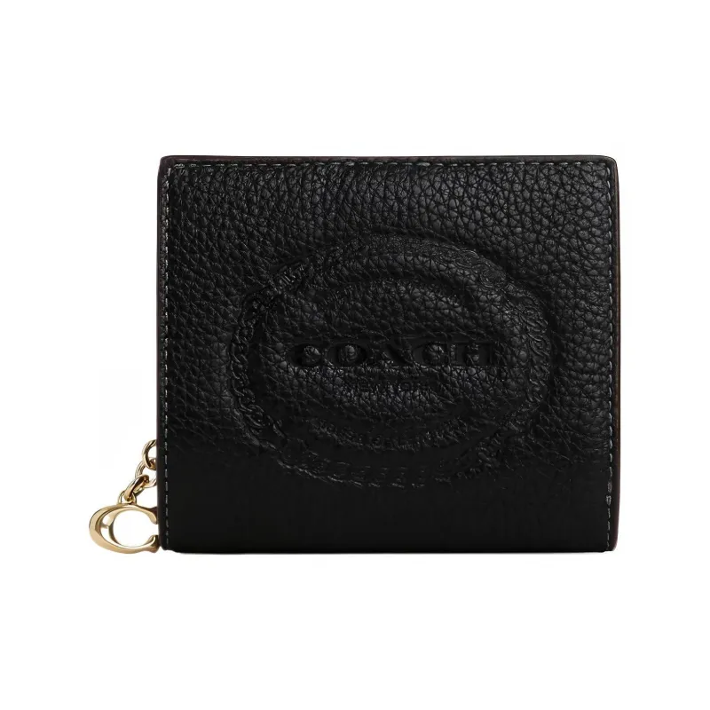 COACH Heritage Leather Coin Purse Wallet Regular Women's Black-0