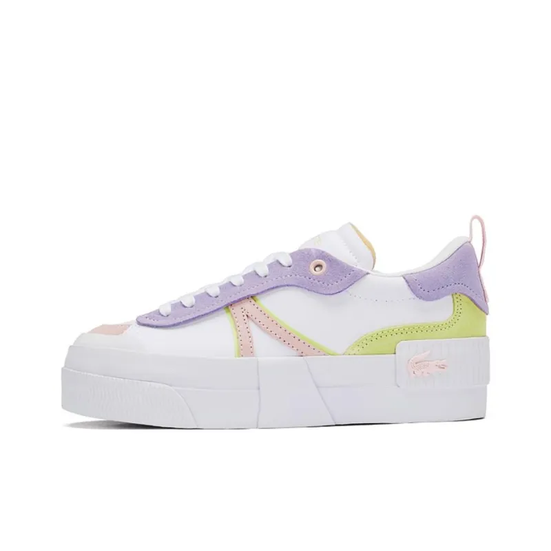 LACOSTE Low Top Skateboard Shoes Women's White Purple-0