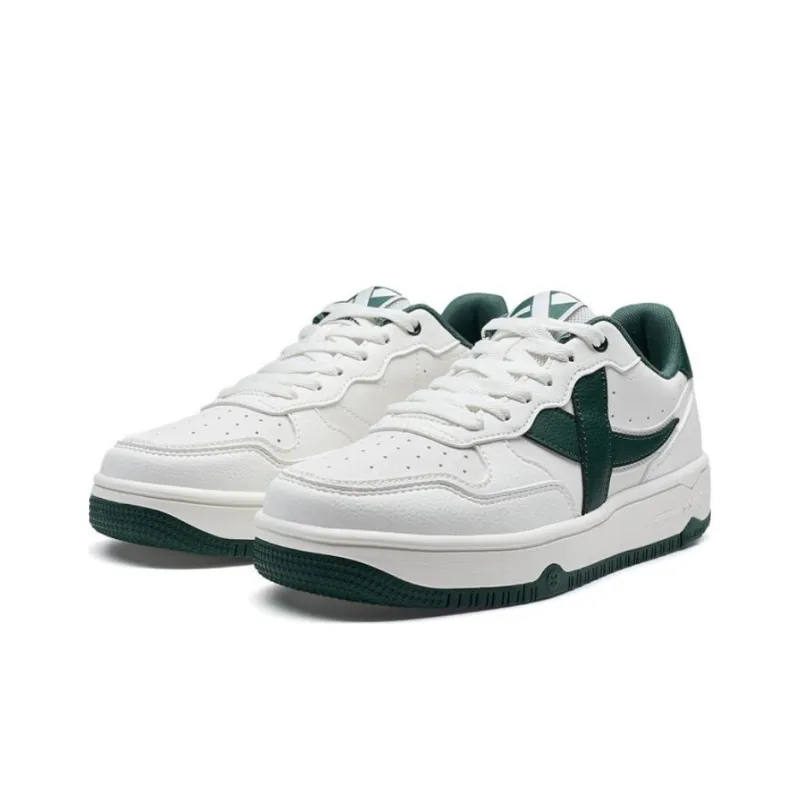 XTEP Durable Breathable Low Top Skateboard Shoes Women's White Green-2