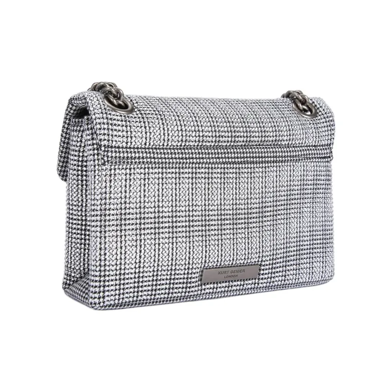 Kurt Geiger London Houndstooth Fabric Shoulder Bag Crossbody Bag Mini Women's Silver-3