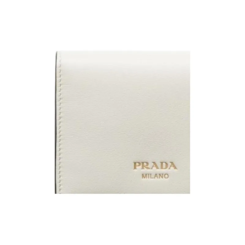 PRADA Leather Wallet Women's White-4