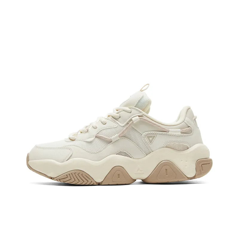 PEAK Cushioning Anti Slip Wear Resistant Breathability Low Top Chunky Sneakers Women's Canvas White-0
